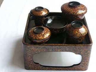 Wakasa lacquer doll's meal set, 1912-1926