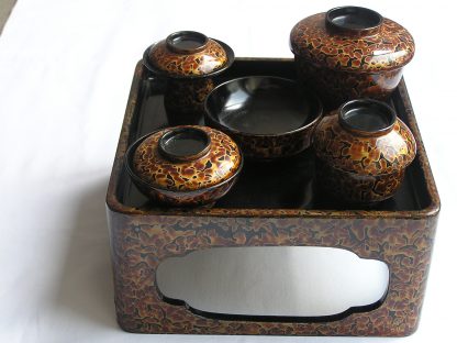 Wakasa lacquer doll's meal set, 1912-1926
