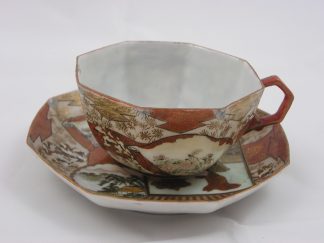 Kutani eggshell cup and saucer marked Taniguchi, 1868-1912