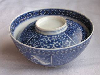 Chawan (lidded bowl) with abstract designs, 1820-1860