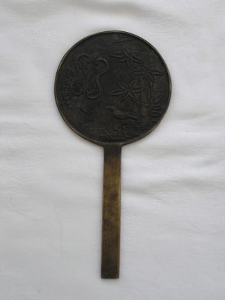 Bronze mirror signed Fujiwara Mitsumasa, 1800-1850
