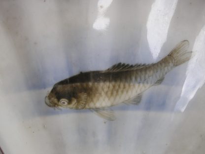 Small fan-shaped Fukagawa dish with carp, 1880-1900 - Image 2