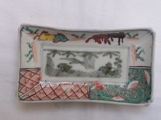 Rectangular plate (nagazara) with horses , 1800-1840