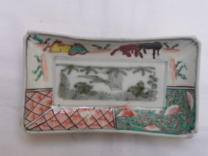 Rectangular plate (nagazara) with horses , 1800-1840