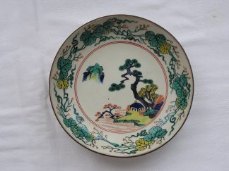 Kutani plate with landscape marked "fuku", 1900-1912