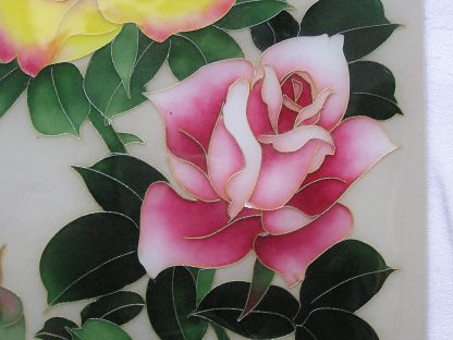 Cloisonné plaque with roses, 1950-1970 - Image 2