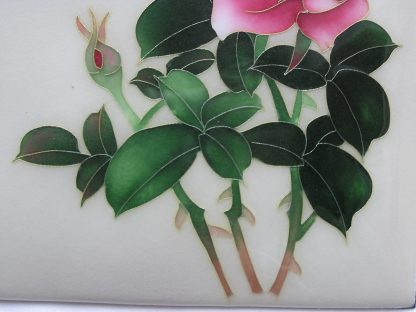 Cloisonné plaque with roses, 1950-1970 - Image 4