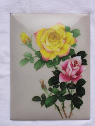Cloisonné plaque with roses, 1950-1970