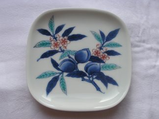 Square Imaemon plate with peach branch, 1950-1970