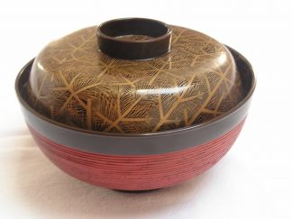 Lidded bowl with pine branches and cranes, 1868-1912