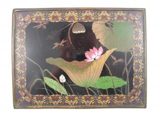 Plaque with lotus flowers and insects, 1890-1912