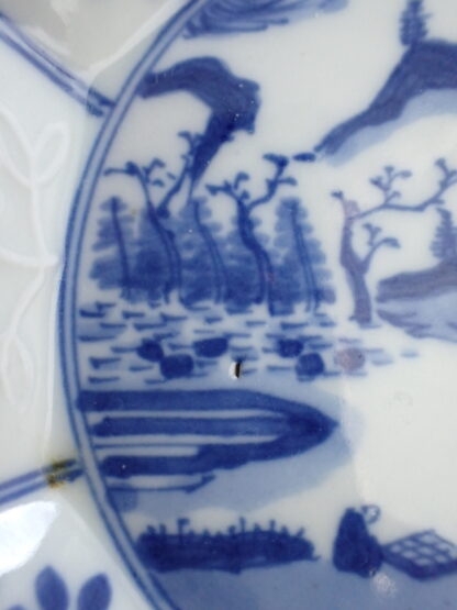 Small plate with flowers in relief and landscape, 1868-1912 - Image 7