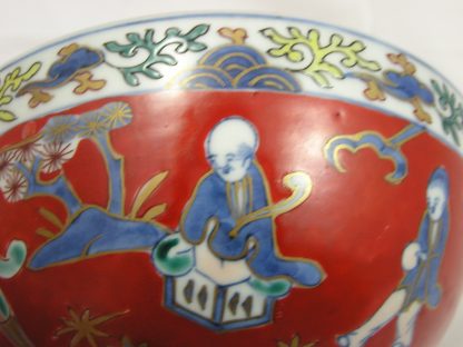 Lidded bowl (chawan) with wise men, 1700-1730 - Image 5