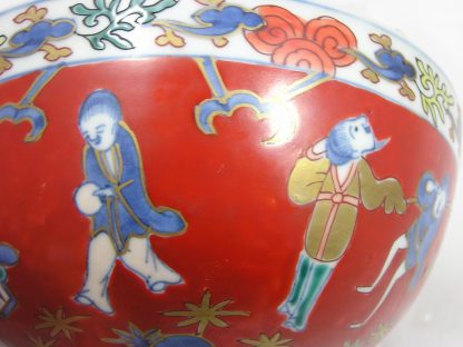 Lidded bowl (chawan) with wise men, 1700-1730 - Image 4