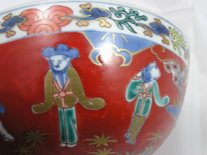 Lidded bowl (chawan) with wise men, 1700-1730 - Image 2