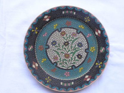 Totai shippo (cloisonné on porcelain) Plate marked Kinkozan, 1880-1900