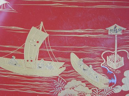 Large lacquer sake cup with seascape, 1868-1912 - Image 5