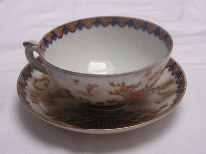 Koransha cup and saucer with floral and abstract designs, 1880-1900